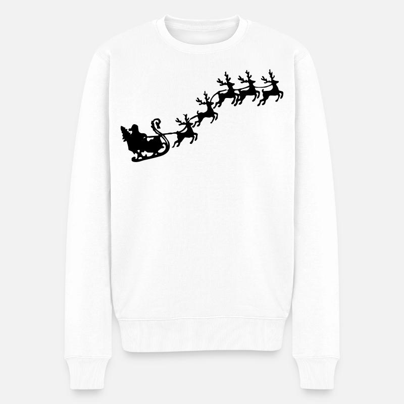 Weihnachtsmann mit Rentierschlitten - Männer Premium Bio Pullover - Weiß
