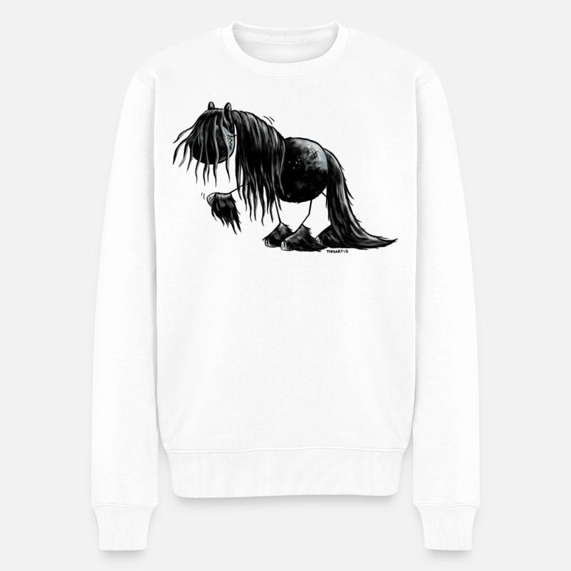 Frison cheval dessin animé - Pull Premium bio Homme - blanc