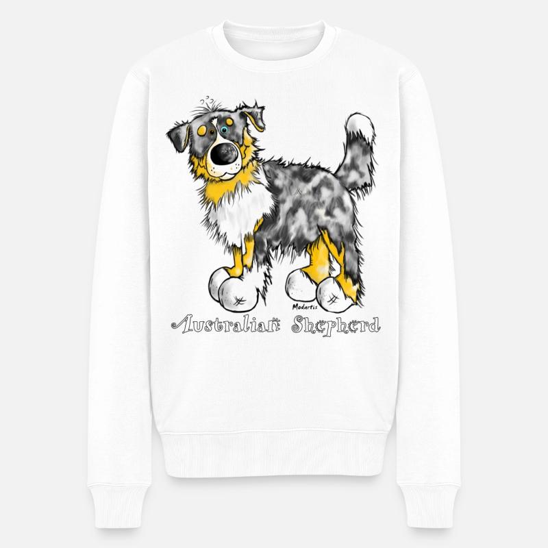 Australian Shepherd – Aussie – Hütehund - Männer Premium Bio Pullover - Weiß
