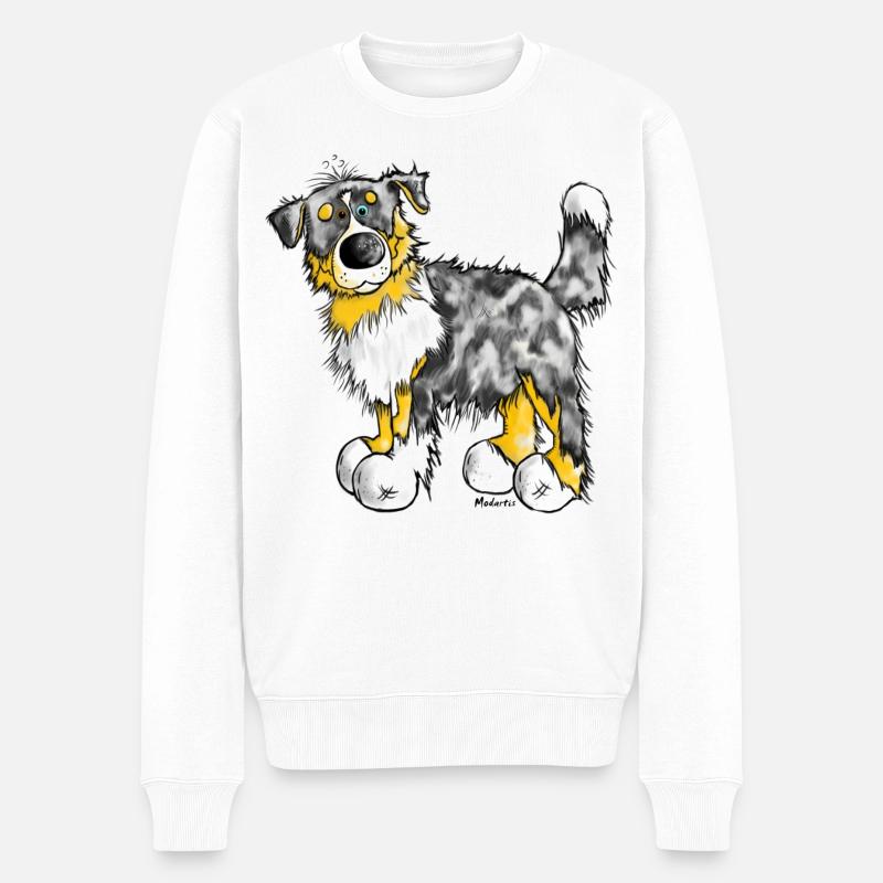 Aussie - Australian Shepherd - Hund - Dog - Männer Premium Bio Pullover - Weiß