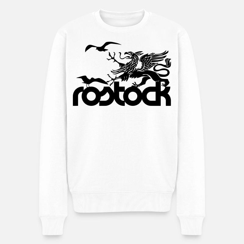 Rostock - Greif und Möwen - Männer Premium Bio Pullover - Weiß