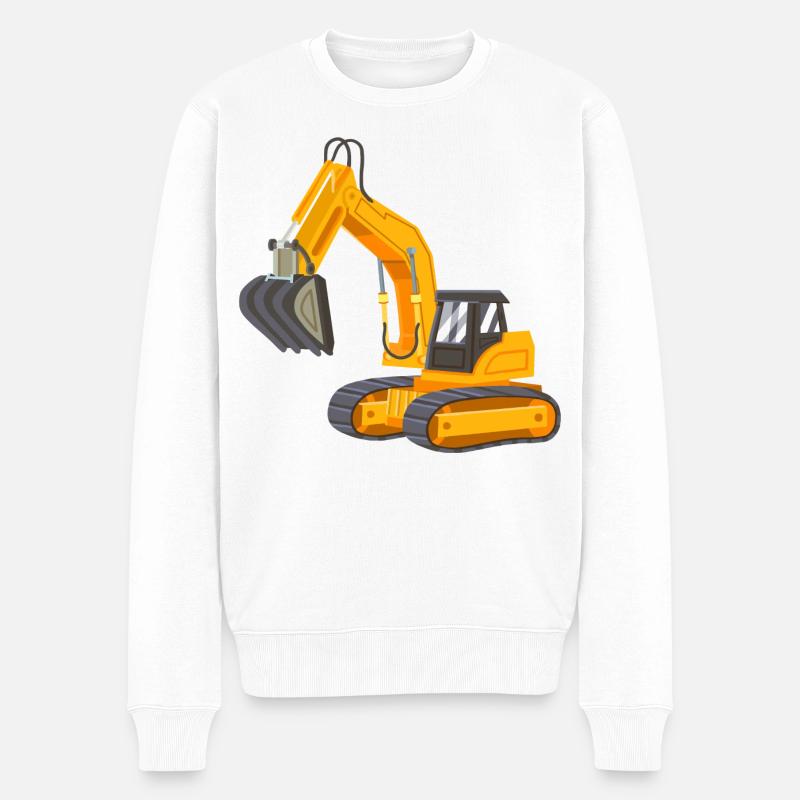 Gelber Bagger - Männer Premium Bio Pullover - Weiß