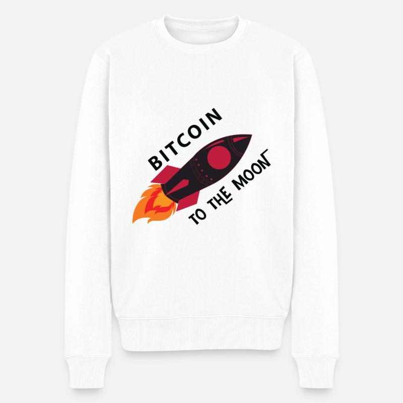 Bitcoin Rocket Moon - Pull Premium bio Homme - blanc