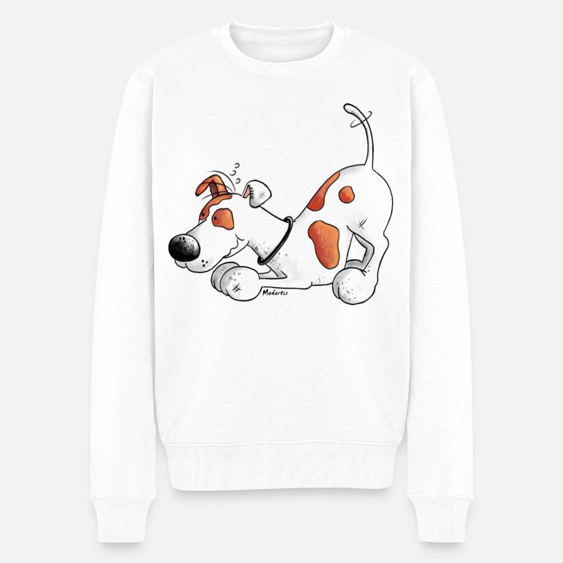 Jack Russell Terrier - Hund - Männer Premium Bio Pullover - Weiß