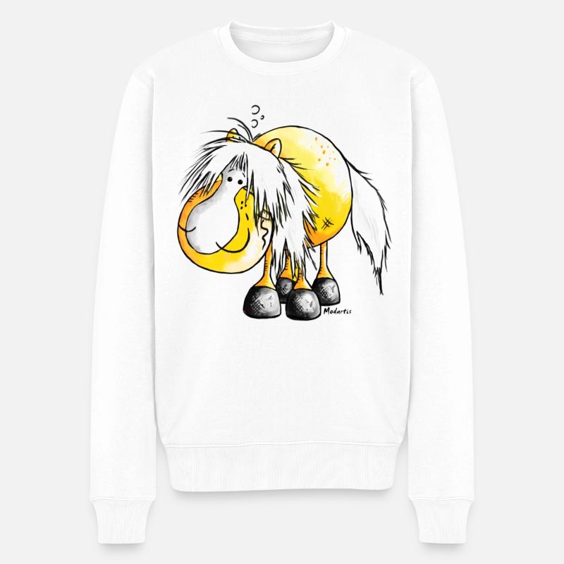 Haflinger - Pferd - Cartoon - Männer Premium Bio Pullover - Weiß
