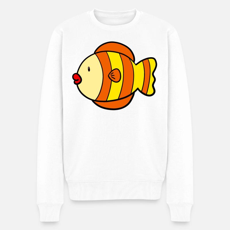 Süsser Fisch - Männer Premium Bio Pullover - Weiß