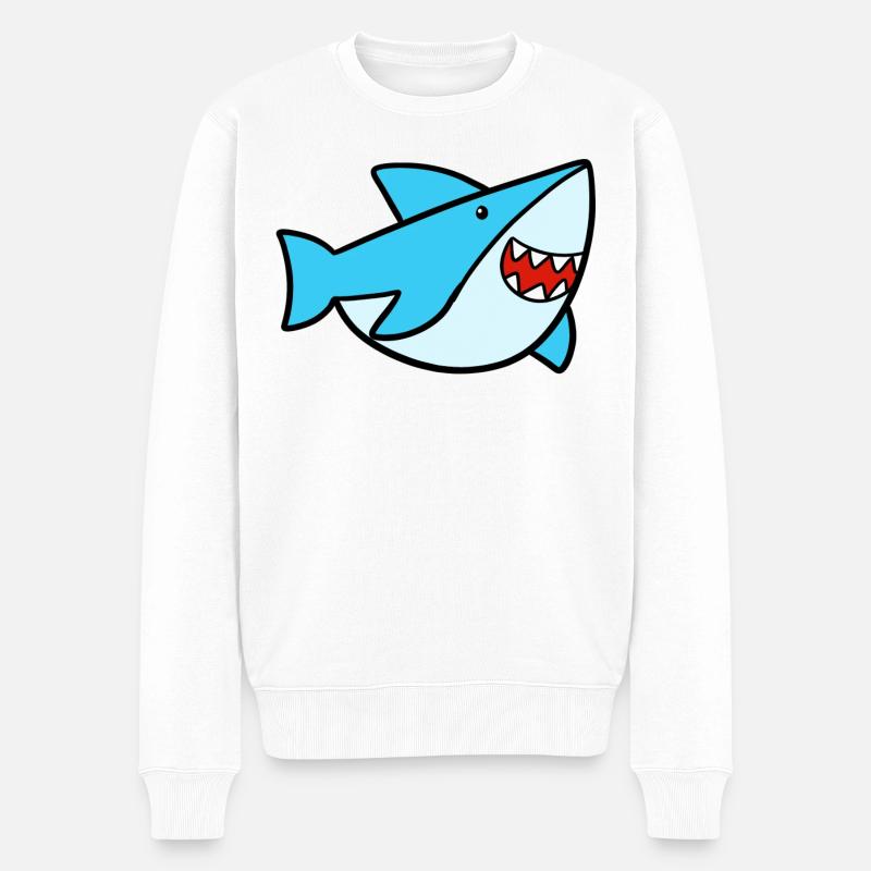 Süsser Hai - Männer Premium Bio Pullover - Weiß