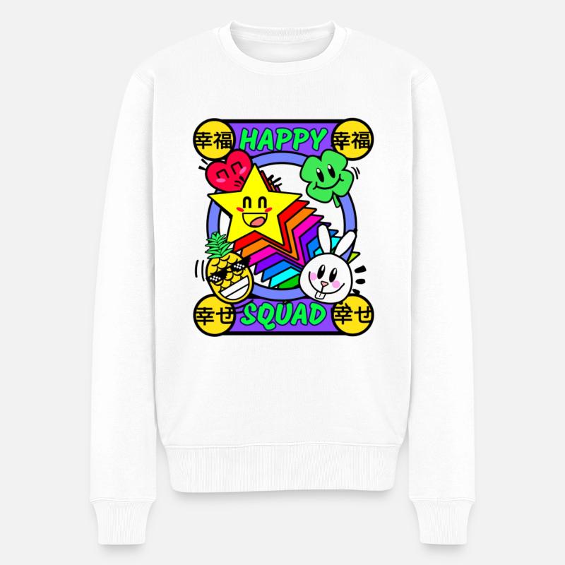 Happy Squad Star - Männer Premium Bio Pullover - Weiß