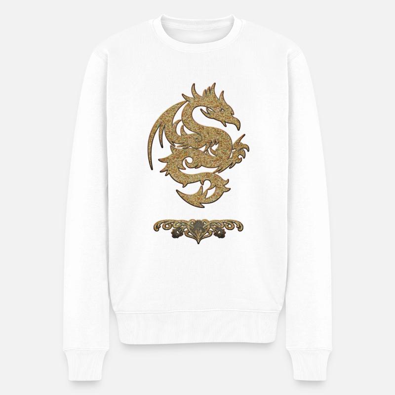Wundervoller chinesischer Drache - Männer Premium Bio Pullover - Weiß