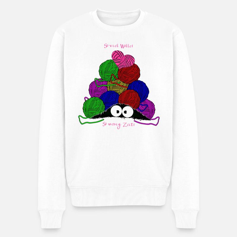 So viel Wolle so wenig Zeit! Garnknäuel witzig - Männer Premium Bio Pullover - Weiß