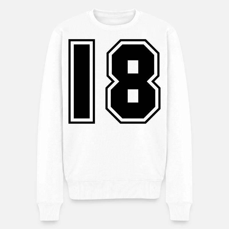 Numéro 18 : Design sportif de style universitaire - Pull Premium bio Homme - blanc