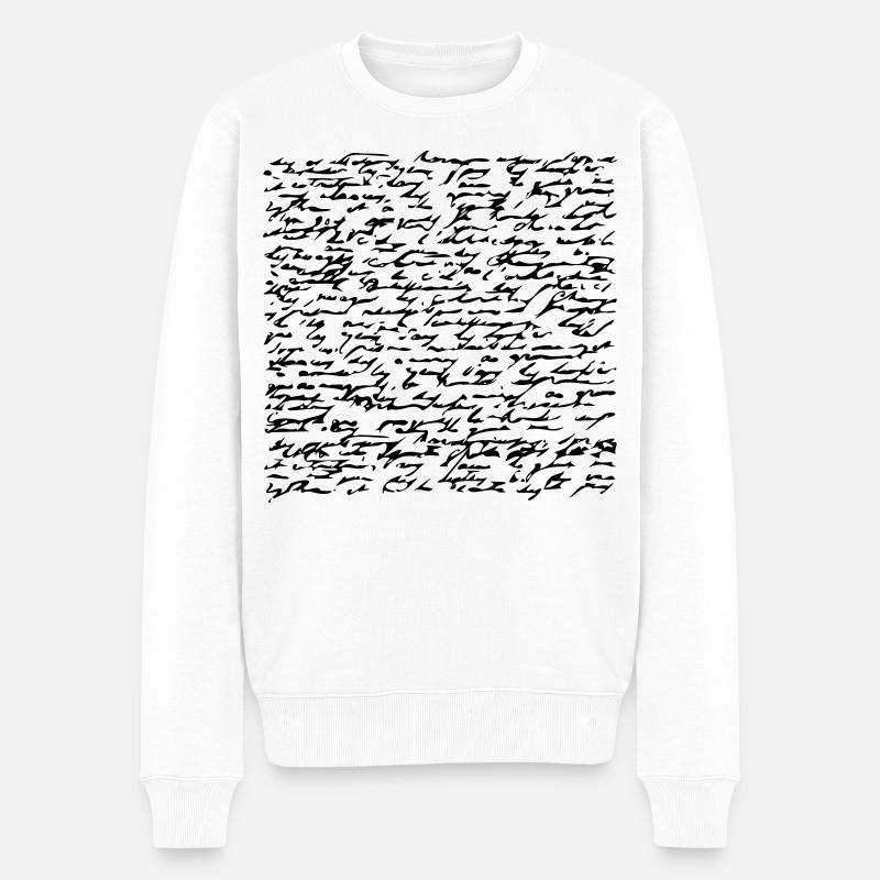 Schreibschrift - Männer Premium Bio Pullover - Weiß