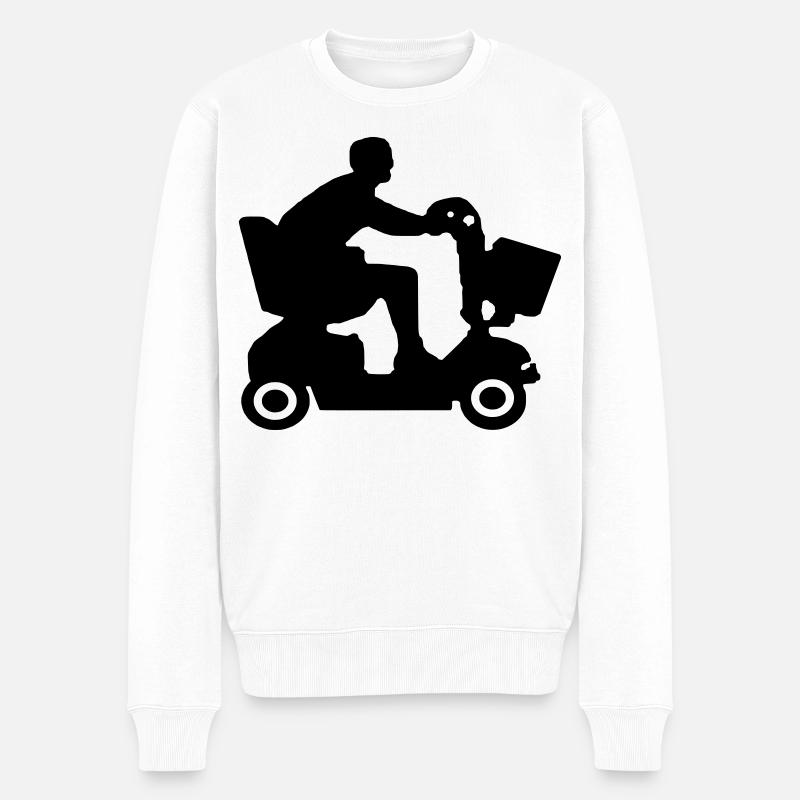 Bild von behinderten Menschen im Elektromobil # - Männer Premium Bio Pullover - Weiß