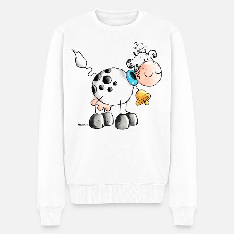 "Erna" - Cow - Vache - Vaches - Pull Premium bio Homme - blanc