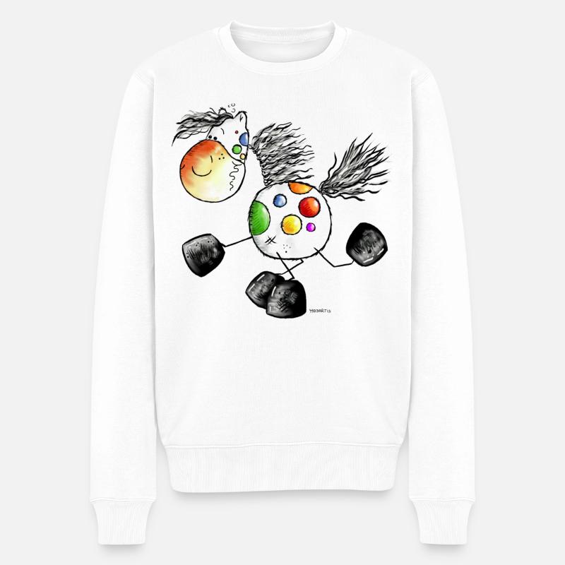 Kunterbuntes Pferd - Pony - Pferde - Männer Premium Bio Pullover - Weiß