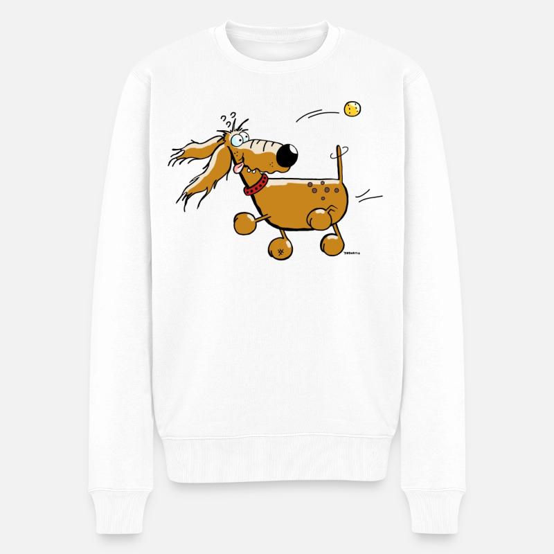 "Reingefallen" - Hund - Dackel - Flyball - Männer Premium Bio Pullover - Weiß