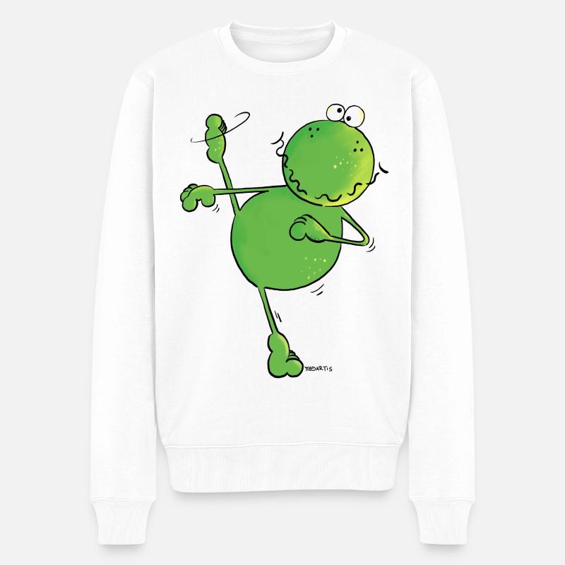 Dancing Frog - Grenouille - Pull Premium bio Homme - blanc