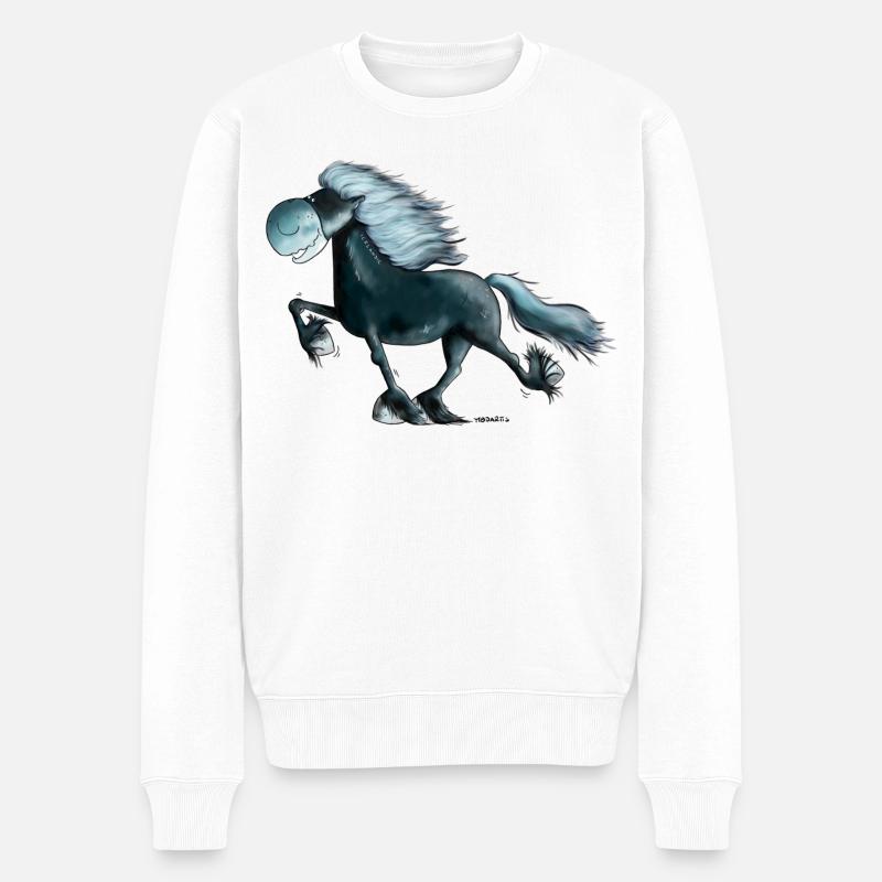 "Power Tölter" - Isländer - Isi - Islandpferd - Männer Premium Bio Pullover - Weiß