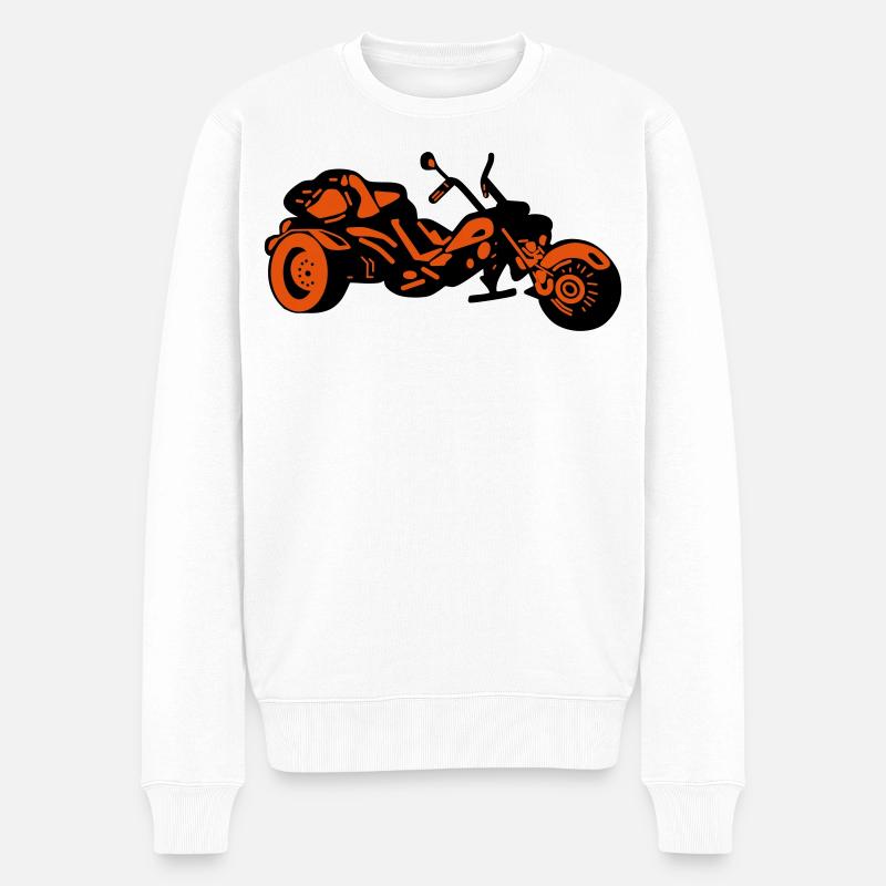 Chopper Inferno – Comic Style Trike - Männer Premium Bio Pullover - Weiß
