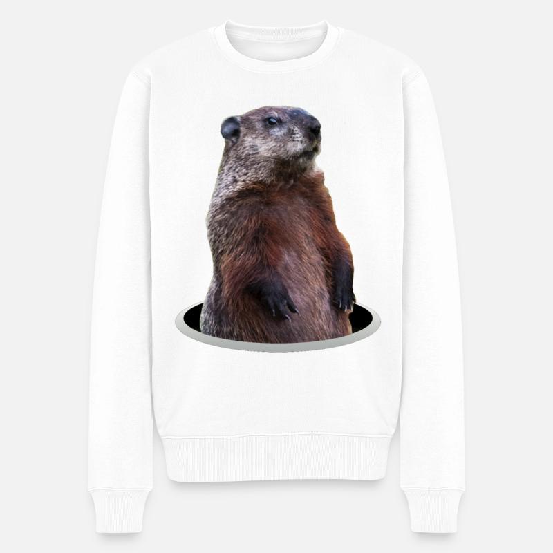 Murmeltier - Männer Premium Bio Pullover - Weiß