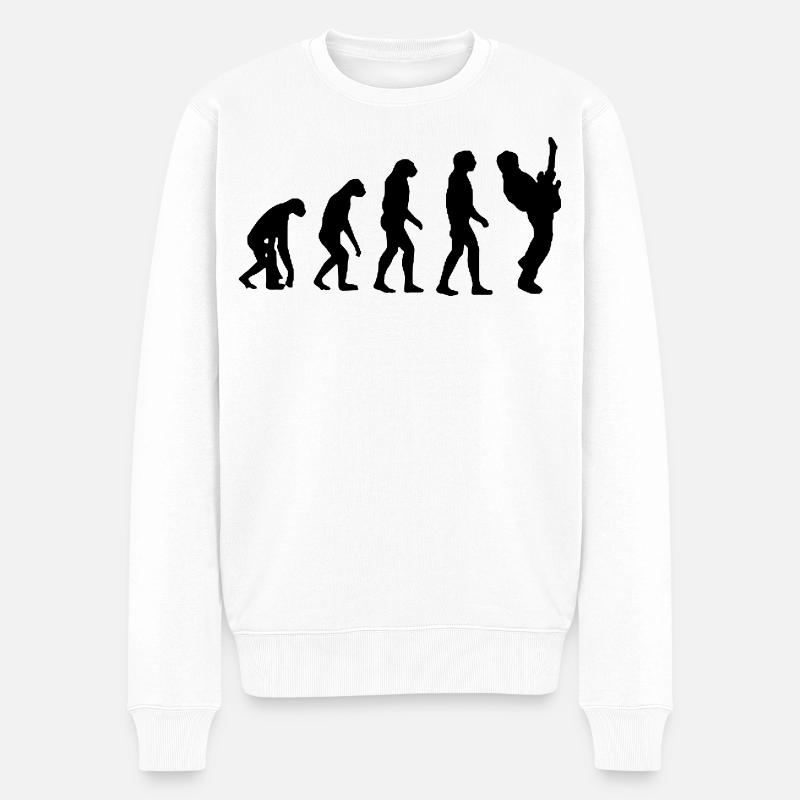 Entwicklung des Gitarristen, Gitarristen, Musikers # - Männer Premium Bio Pullover - Weiß