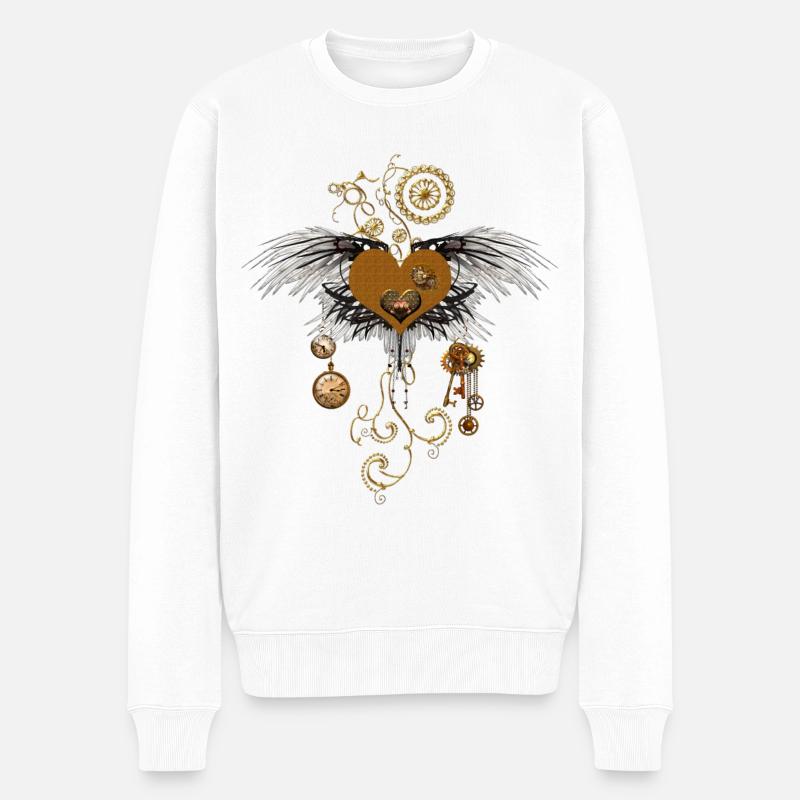 Atemberaubendes Steampunk-Herz mit Flügeln. - Männer Premium Bio Pullover - Weiß