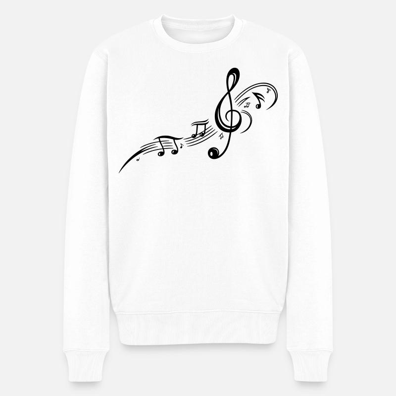 Les notes de musique, clefs, musique - Pull Premium bio Homme - blanc