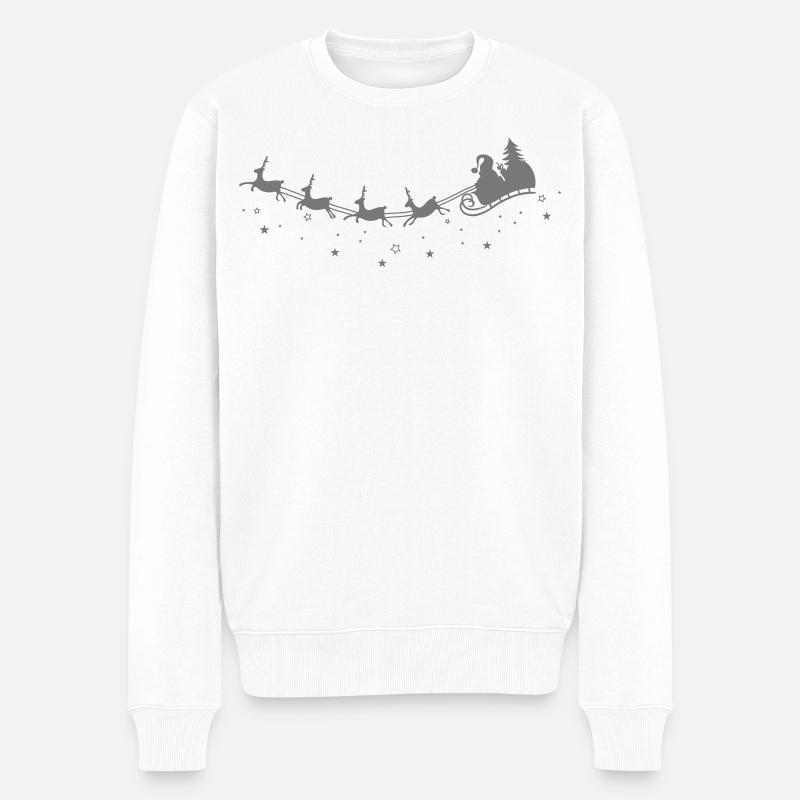 Weihnachten, Rentiere - Männer Premium Bio Pullover - Weiß