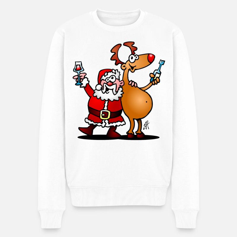 Père Noël et ses rennes - Pull Premium bio Homme - blanc