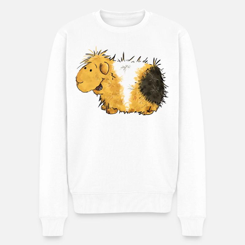 Wirbeliges Meerschweinchen Comic - Männer Premium Bio Pullover - Weiß