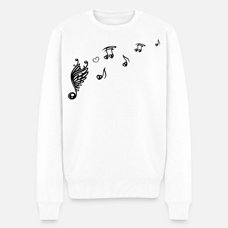 Große Musiknote mit Flügeln und Herz. - Männer Premium Bio Pullover - Weiß
