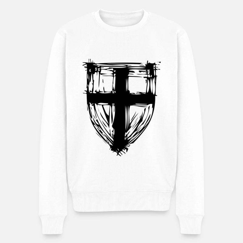 Bouclier de protection avec croix - Pull Premium bio Homme - blanc