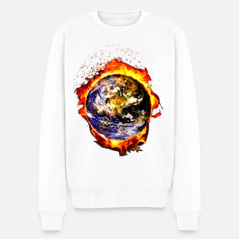 Brennende Erde - Männer Premium Bio Pullover - Weiß