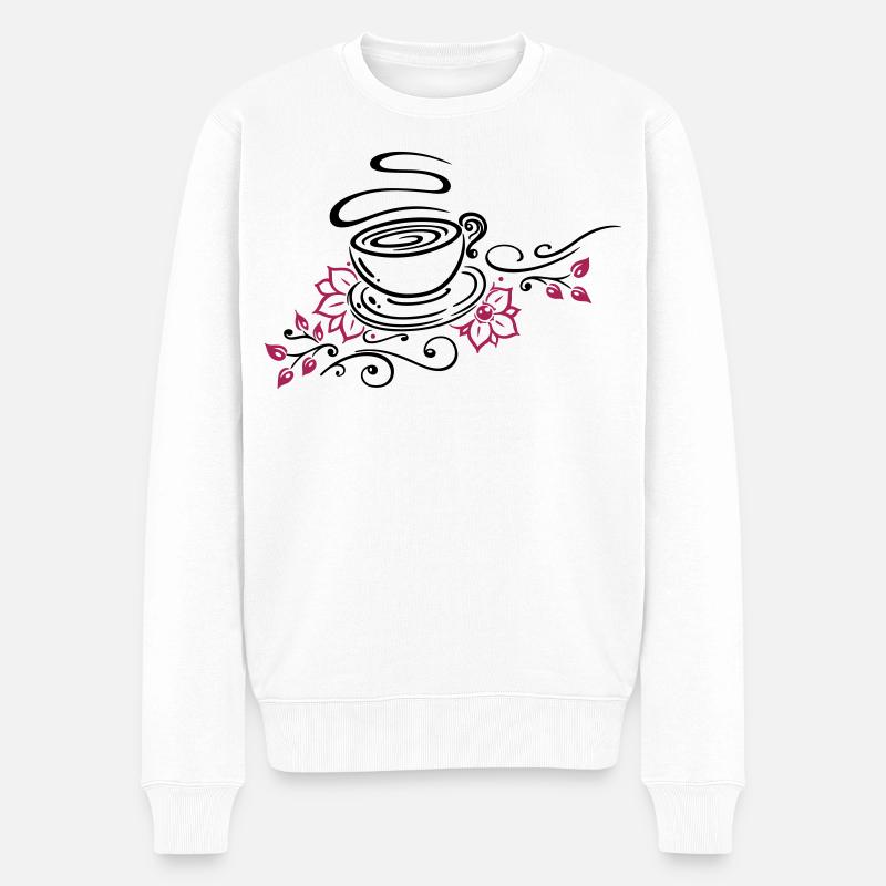 Tee, Teetasse, tea time, Kirschblüten - Männer Premium Bio Pullover - Weiß