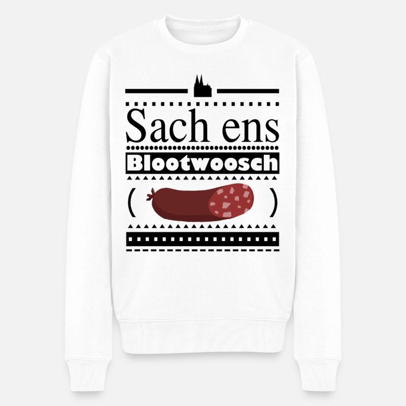 Kölner Blutwurst Cartoon Design - Männer Premium Bio Pullover - Weiß