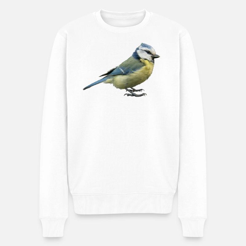 Vogel Blaumeise - Männer Premium Bio Pullover - Weiß