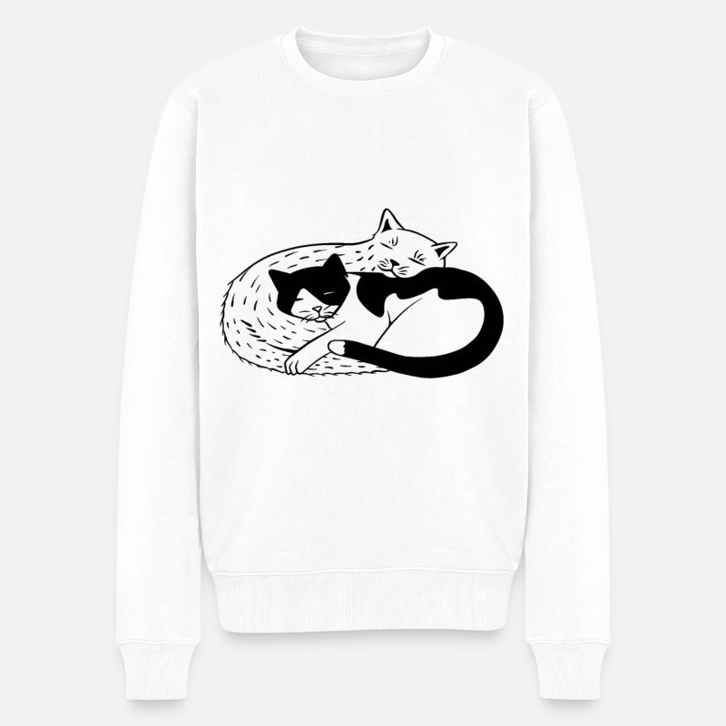 Katzen - Männer Premium Bio Pullover - Weiß