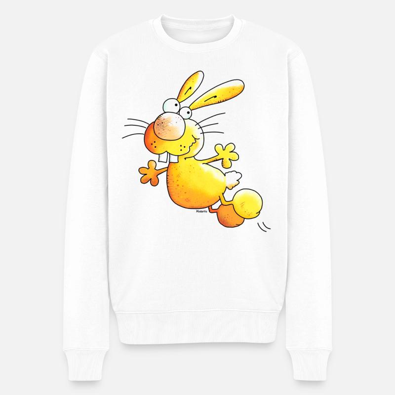 Crazy Hase - Hasen - Männer Premium Bio Pullover - Weiß