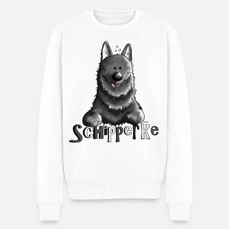 Pfiffiger Schipperke - Hund - Männer Premium Bio Pullover - Weiß