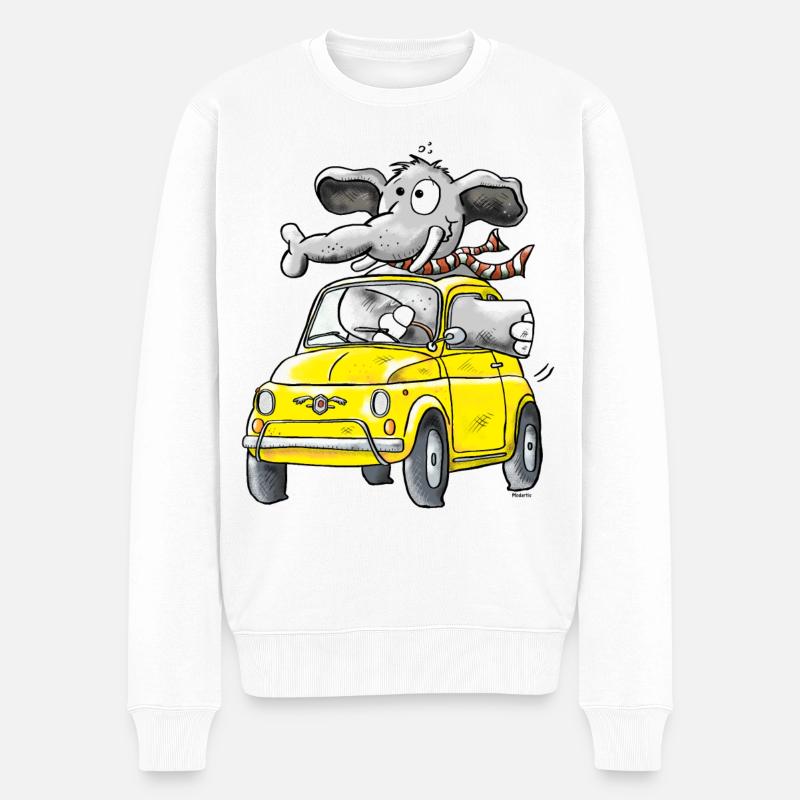 Elephant Voiture - Oldtimer - Pull Premium bio Homme - blanc