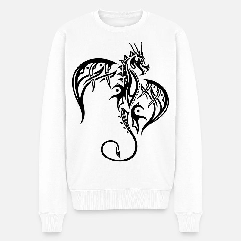 Fliegender Fantasy Drache - Männer Premium Bio Pullover - Weiß