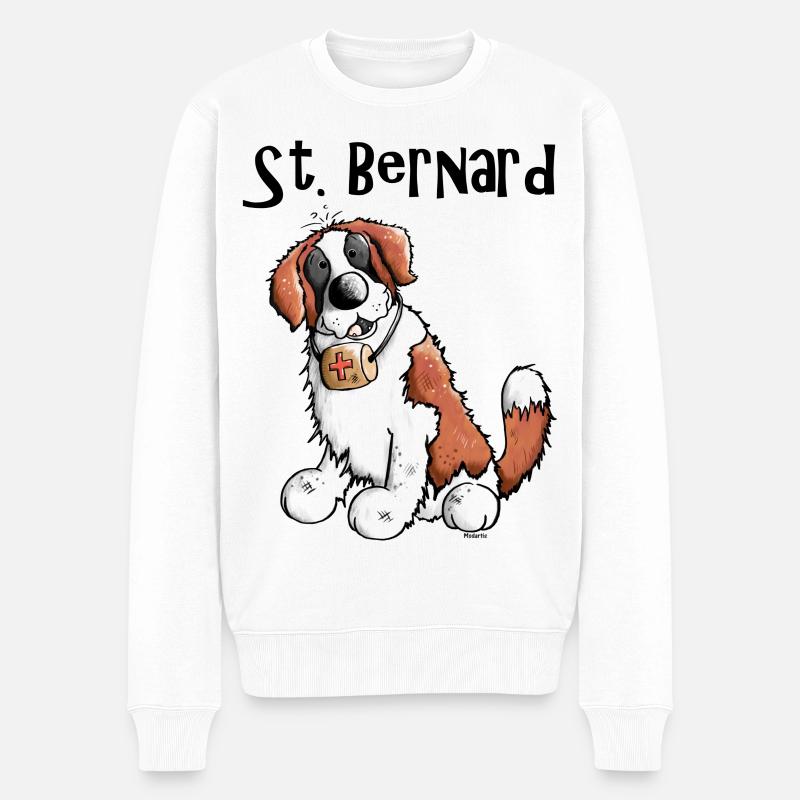 Drolliger Bernhardiner - Hund - Männer Premium Bio Pullover - Weiß