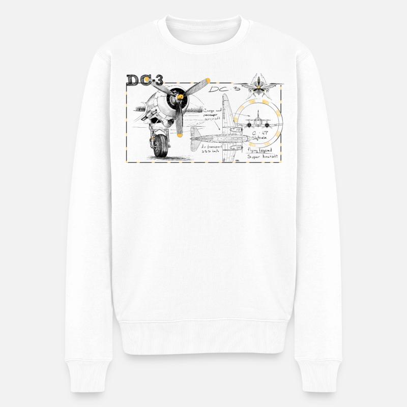 DC-3 - Männer Premium Bio Pullover - Weiß