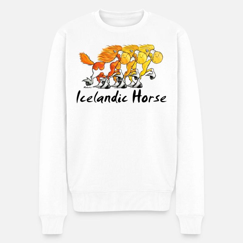 Islandpferde Trio - Isländer - Männer Premium Bio Pullover - Weiß