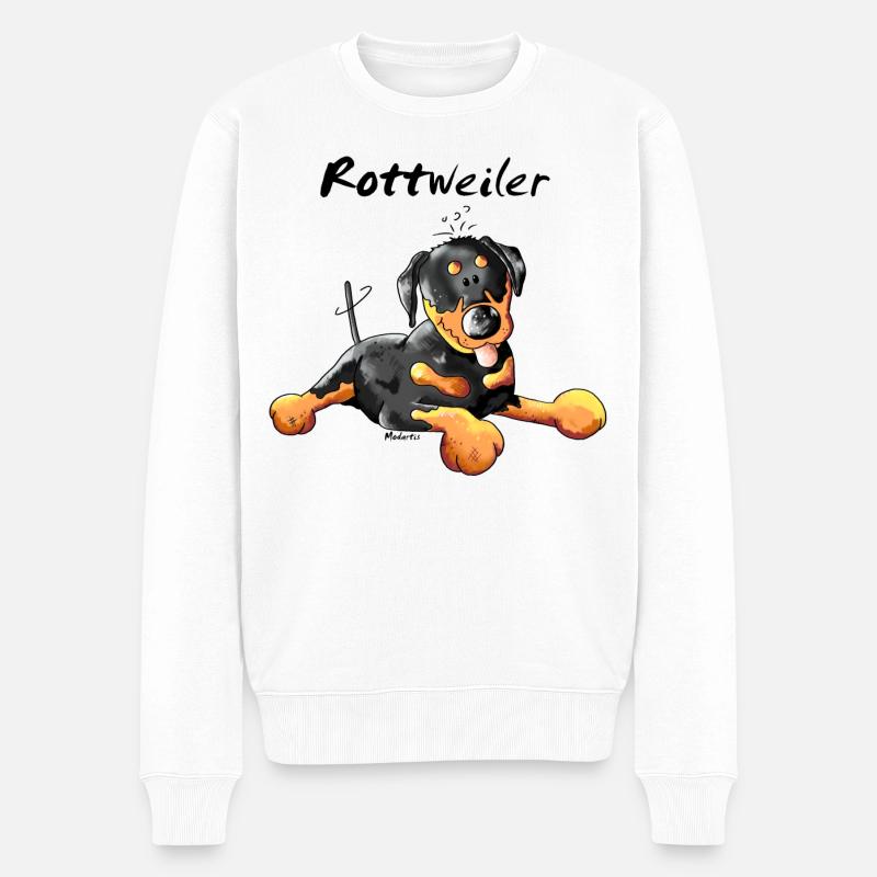 Süßer Rottweiler - Hund - Männer Premium Bio Pullover - Weiß