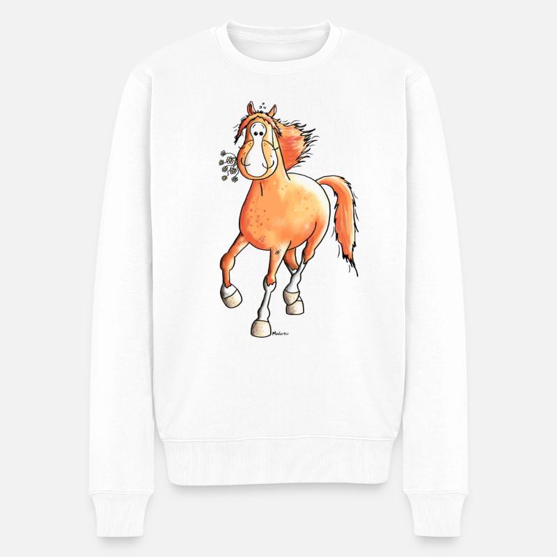 Niedliches Pferd - Pferde - Männer Premium Bio Pullover - Weiß