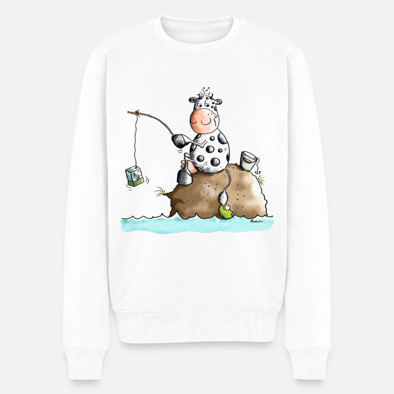 Anglerglück - Angler - Männer Premium Bio Pullover - Weiß