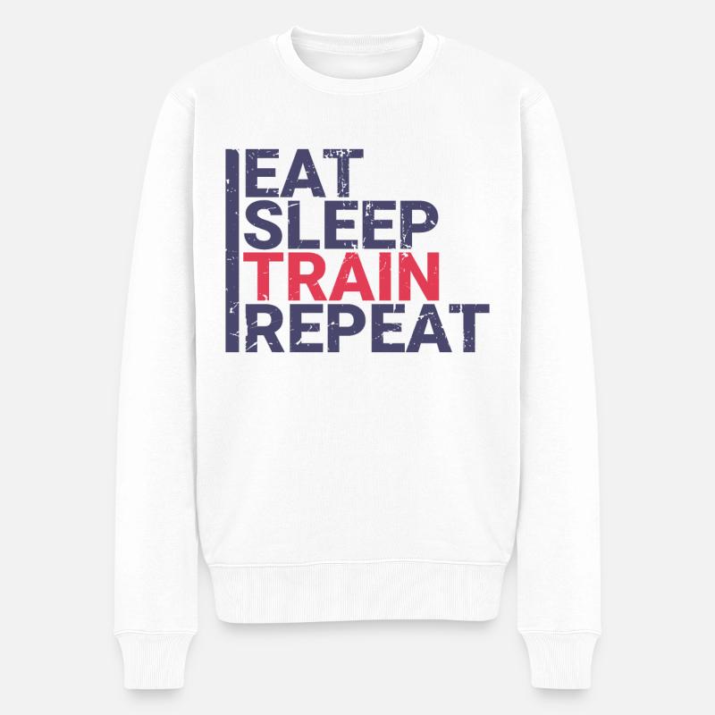Manger dormir train répéter - Pull Premium bio Homme - blanc