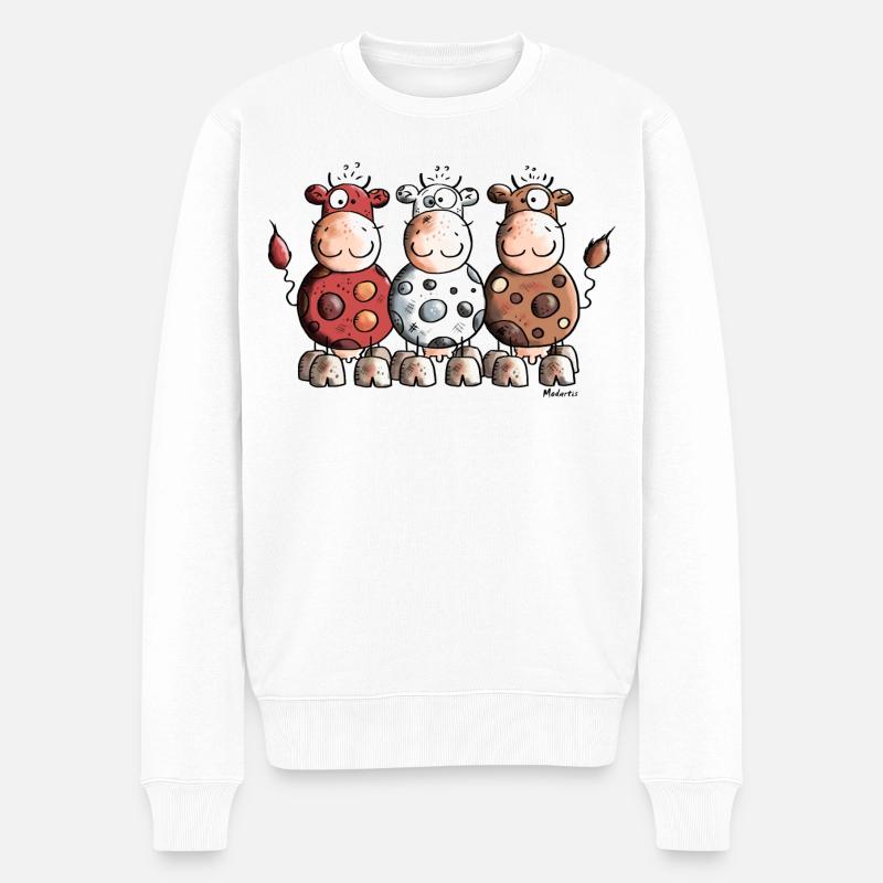 Kunterbunte Kühe - Männer Premium Bio Pullover - Weiß