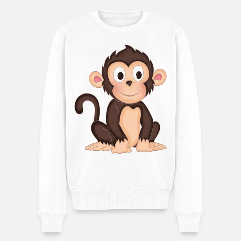 Singe - Singe mignon - design - Pull Premium bio Homme - blanc